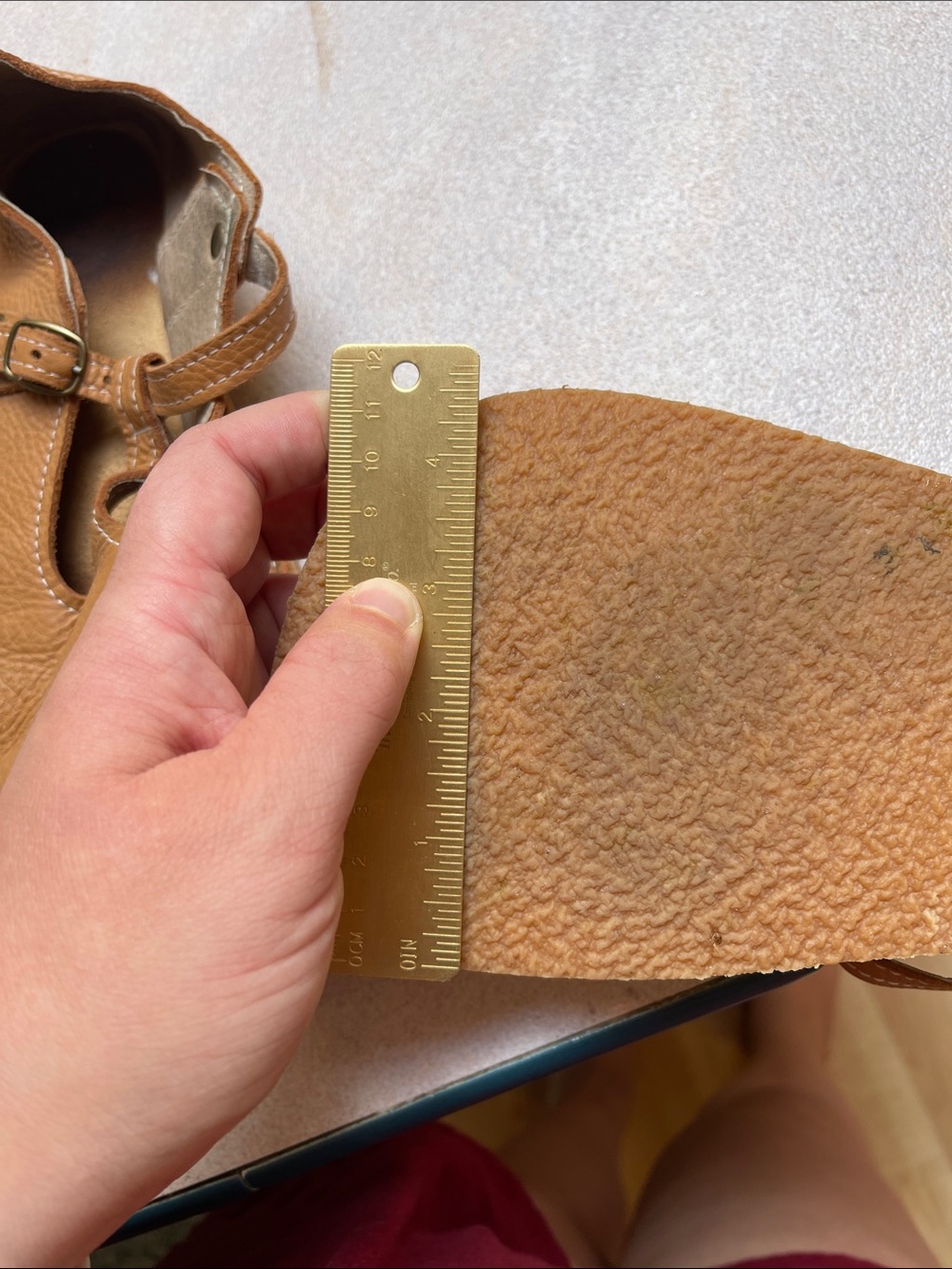 everleigh Tan Leather Mary Jane Flats with Buckle - Picture 4 of 4